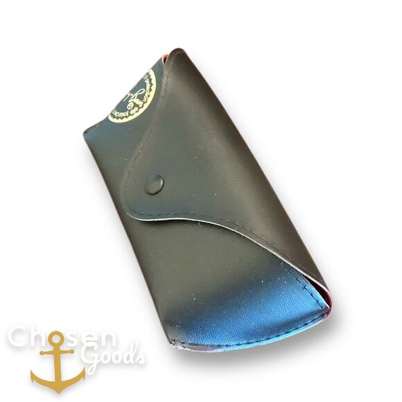 Ray-Ban Sunglasses Leather Black Snap Soft Case Glasses Holder Gold Logo - Picture 3 of 5